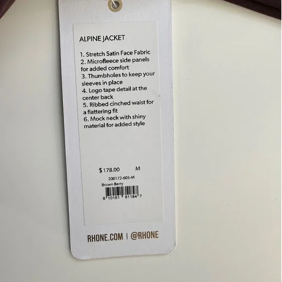 Rhone Alpine Jacket Brown Berry Quilted Satin Mock Neck Full Zip Womens Medium - Picture 3 of 10